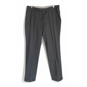 Boss Dress Pants Men 34x31  Gray Plaid Wool Slim Fit Office Wear Preppy
